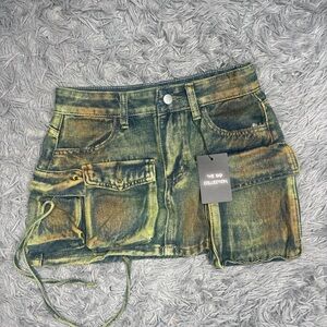 Women's Green Denim Shorts